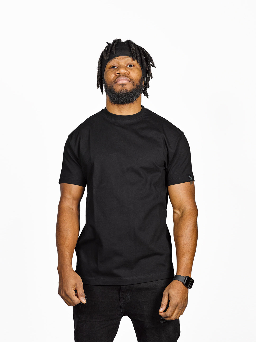 Exetees Plain Regular Round Neck T-Shirt - Black