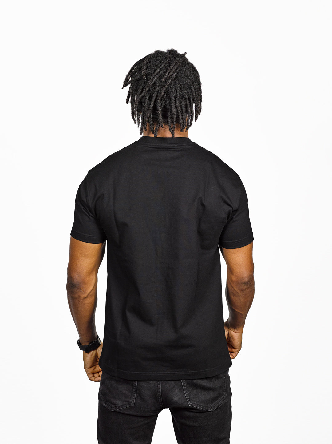 Exetees Plain Regular Round Neck T-Shirt - Black